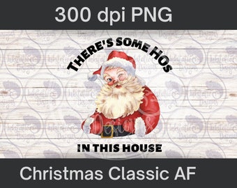 There's Some Hos In This House Digital Download/ Vintage Santa PNG/ Naughty Santa/ Classic Santa/ Adult Humor Christmas/ Dye Sublimation