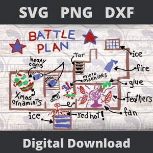 Home Alone Battle Plan SVG/ Piani di battaglia disegnati a mano / Kevin McCallister / The Wet Bandits / Home Alone Instant Download / Natale anni '90
