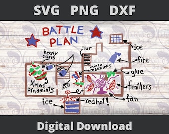 Home Alone Battle Plan SVG/ Hand Drawn Battle Plans / Kevin McCallister / The Wet Bandits / Home Alone Instant Download / 90s Christmas