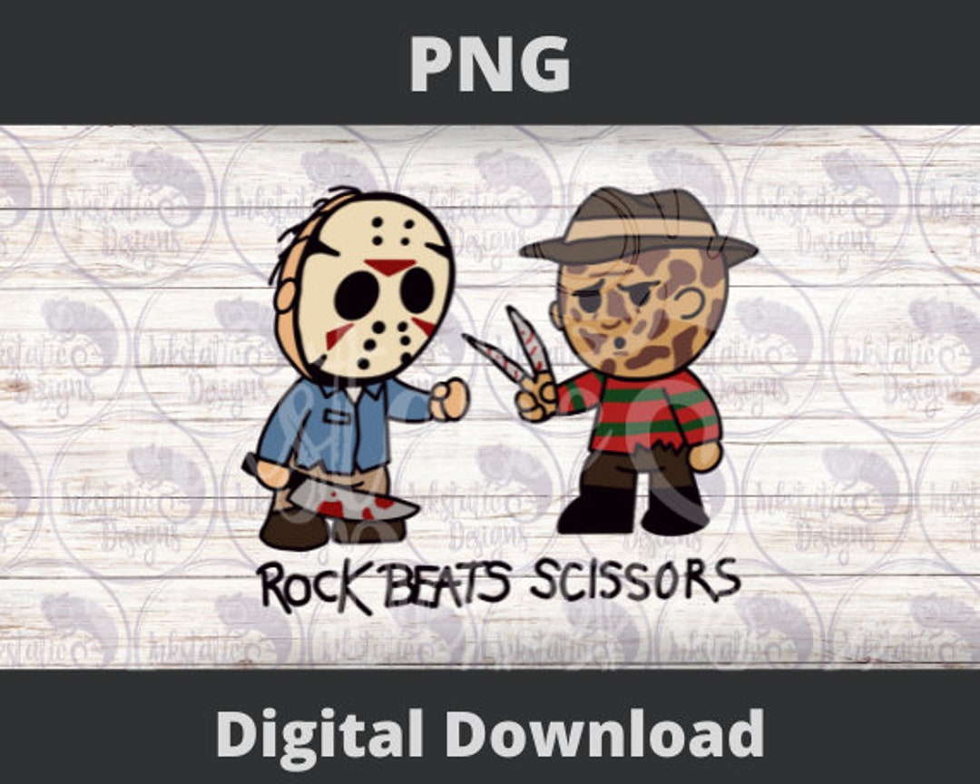 Rock Beats Scissors Freddy and Jason Png Cartoon Horror Etsy