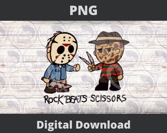 Rock Beats Scissors png | Cartoon Horror Character Digital Download | Halloween Instant Download | Horror Movie Humor