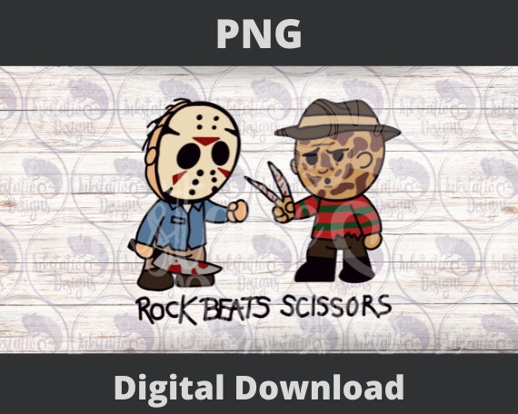 Rock Beats Scissors png | Cartoon Horror Character Digital Download | Halloween Instant Download | Horror Movie Humor
