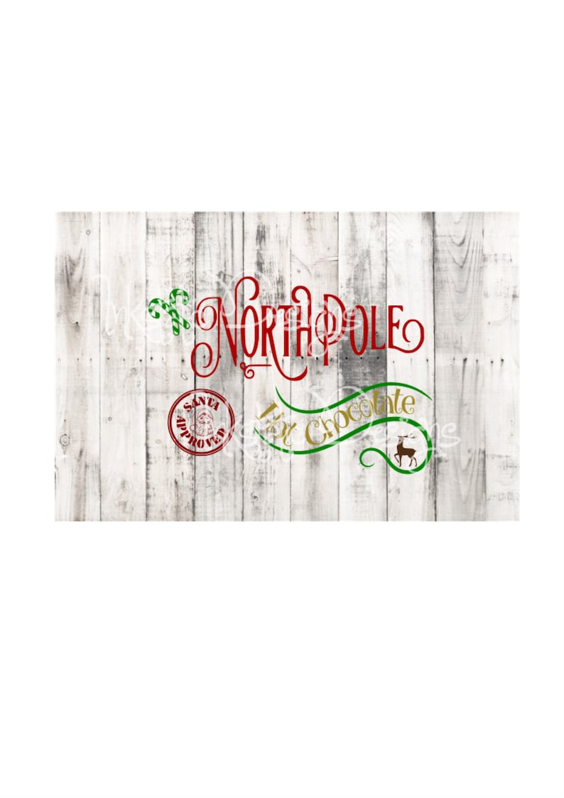 North Pole Hot Chocolate Image | Christmas Cut File for Silhouette and Cricut | Santa Approved Hot Chocolate| North Pole SVG / Hot Cocoa image 1