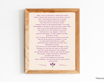 When I Am An Old Woman I Shall Wear Purple Print | Digital Print | Simple Quote Wall Decor | 8 x 10 Print