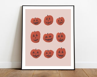 Jack O' Lanterns I Halloween Pumpkins Print | Spooky Wall Decor | Fall Art | 8 x 10 Print