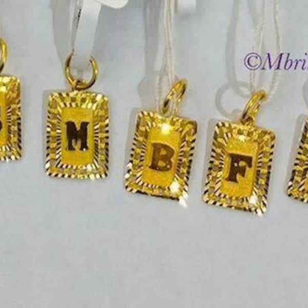 22k Gold Initial Alpha Dog tag Pendants 22k / 916 solid Yellow Gold Pendant