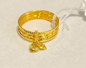 916 Gold Solid 22k gold Layered ring with charms