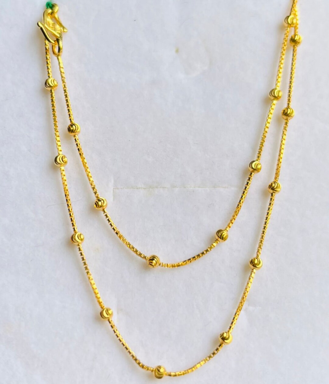 Bead Beady Box Chain Necklace, 916 Yellow Gold - Etsy