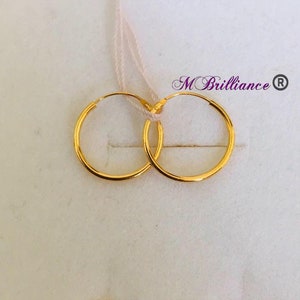 12mm plain Bali loop earrings 916 Gold