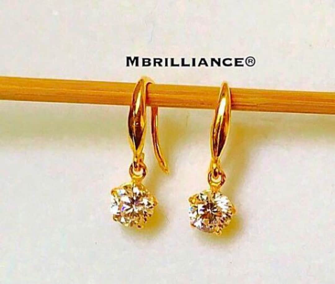 [STONE HENgE] 韓国☆14K Gold☆N0152 Dancing Stone Earrings 14k Gold Polished Red and White CZ Flower Hoop Earrings 0.47