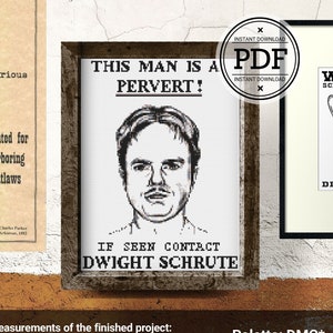 The Office Wanted Poster Cross Stitch Pattern, Dwight Schrute Cross Stitch, Dunder Mifflin Cross Stitch, Instant Download PDF image 1