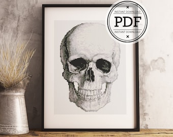 Skull Cross Stitch Pattern, Anatomical Skull Cross Stitch, Modern Cross Stitch, Science Cross Stitch, Anatomy Cross, Instant Download PDF