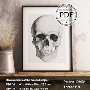 Skull Cross Stitch Pattern, Anatomical Skull Cross Stitch, Modern Cross Stitch, Science Cross Stitch, Anatomy Cross, Instant Download PDF