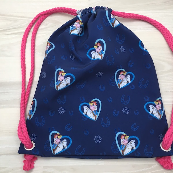 Turnbeutel Rucksack für Kinder oder Erwachsene Bibi und Tina blau