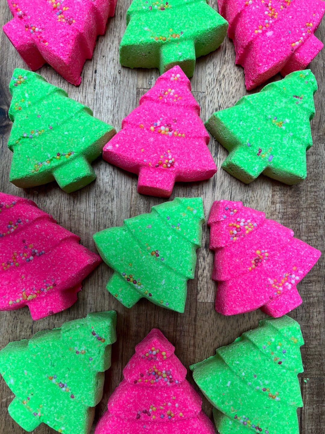 Christmas Tree Bath Bomb Pink or Green in a Fantasy Scent of Etsy