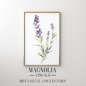 Lavendelbloem, afdrukbare aquarelkunst, digitale producten, bloemenmuurkunst, galerijmuurset, ai-kunst