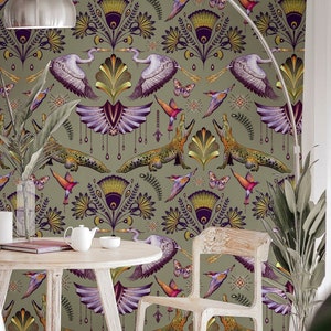 Mystical Nile Wallpaper, Art Deco Style, Peel and Stick Wallpaper, Mural