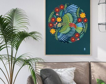 Cheeky Kea, Large Art Print, New Zealand Endemic Bird