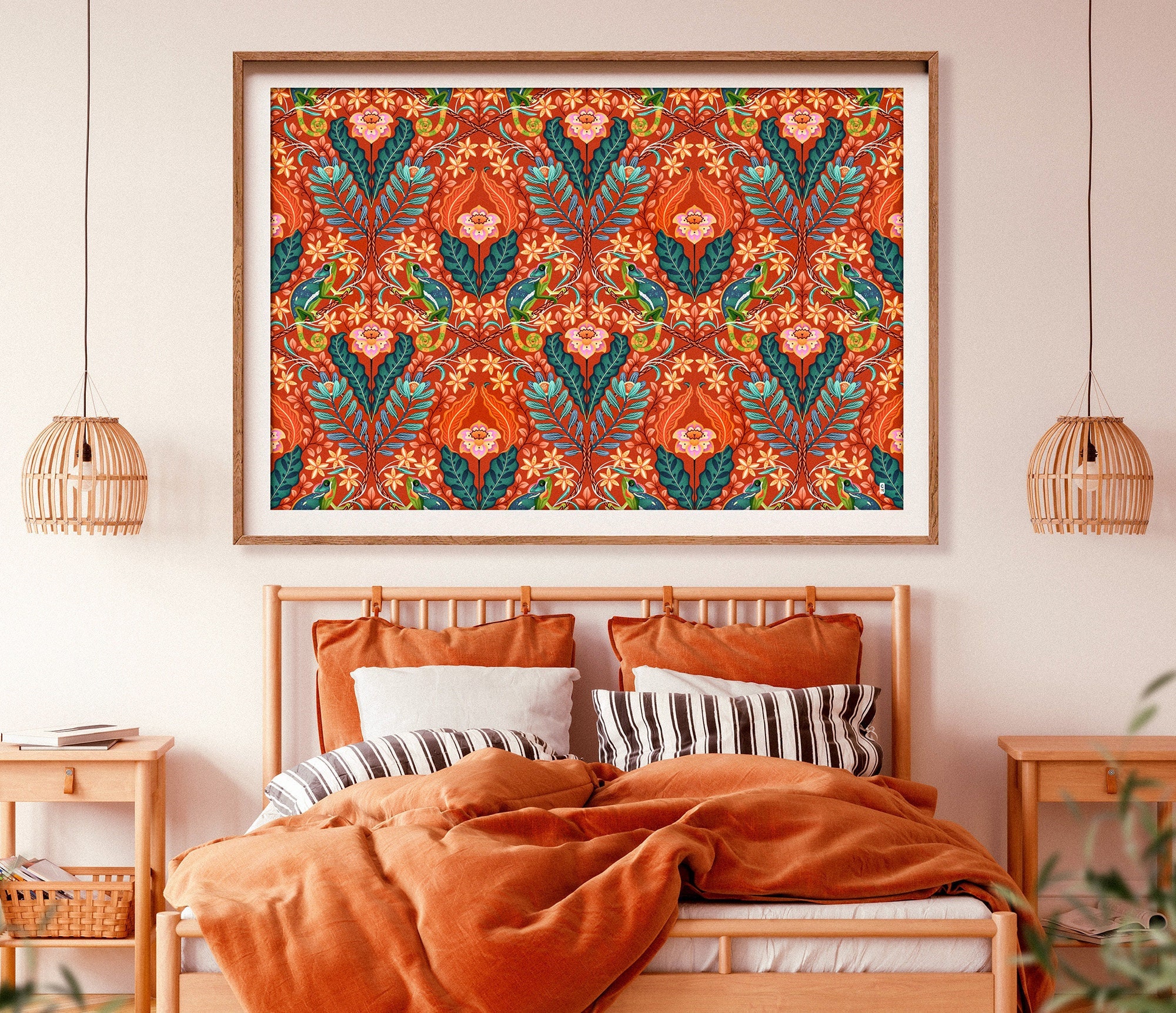 Chameleons Art Print, 5 Colourways, Bedroom Decor, Botanical Print, Large Art Print
