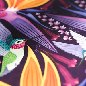 Hummingbirds Print, 4 Colorways, Colourful Art, Home decor, Bird of Paradise Flower, Large Art Print image 9
