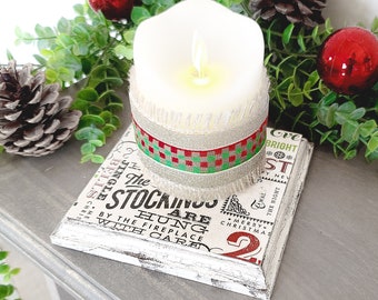 Christmas Gift Set, LED Candle and Christmas Phrases Candle Riser, Christmas pillar candle, Christmas Gift