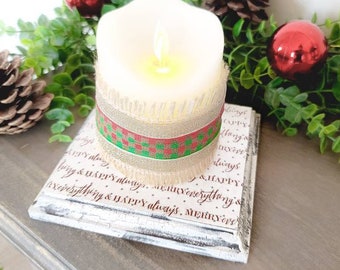Christmas Gift Set, LED Candle Merry Everything Candle Riser, Christmas pillar candle, Christmas Gift