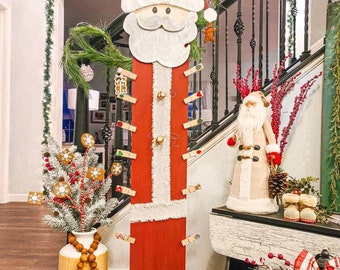 Christmas Card Holder, Wooden Santa Claus, Holiday Card Display