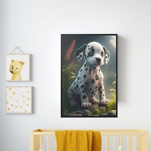 Cute Baby Dalmatian Wall Art Canvas - Nursery Wall Art - Oversized Luxury Wall Art For Home Office Kitchen Entrance Floating Frame