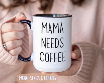 Taza "Mamá necesita café" / Regalo para mamá / Taza de cerámica de 325 ml (11 oz) / Regalo del Día de la Madre / Regalo de cumpleaños, Navidad o para mamás primerizas