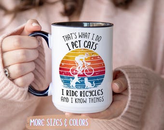 Cat and Bicycle Lover Mug, Cyclist Gift