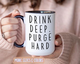 Funny Beer Coffee Mug | Drink Beer Purge Hard Gift | Ceramic Mug 11oz 15oz | Beer Lover Gift | Birthday Christmas Beer Drinker Present