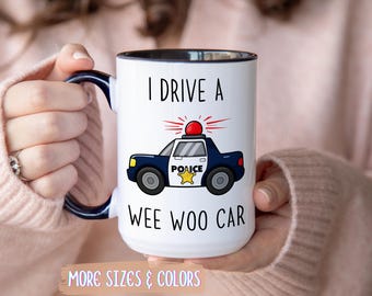 Taza de policía / Regalo para coche Wee Woo / Taza de café de cerámica de 325 ml (11 oz) y 444 ml (15 oz) / Regalo para las fuerzas del orden / Regalo de cumpleaños o Navidad para policías