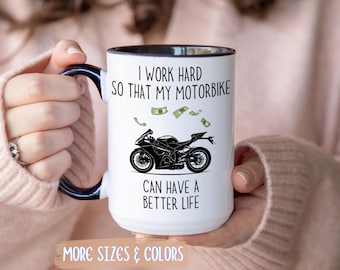 Koffiemok motorfiets | Grappig motorcadeau voor hem | Keramische mok 11oz 15oz | Cadeau motorliefhebber | Verjaardag Vaderdag Kerstcadeau