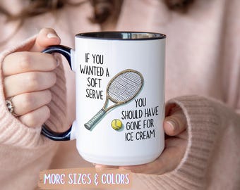 Tennis Lover Mug | Soft Serve Ice Cream Gift | 11oz 15oz Ceramic Coffee Mug | Funny Tennis Gift for Her Him | Birthday Christmas Present
