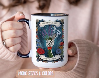 Tarot Coffee Mug | Not Enough Sage Gift | Ceramic Mug 11oz 15oz | Witchy Gift for Her | Birthday Christmas Witch Tarot Reader Present