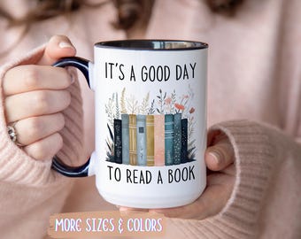 Taza de café para amantes de los libros / Regalo ideal para leer en un buen día / Taza de cerámica de 325 ml (11 oz) / Regalo para lectoras / Regalo perfecto para ratones de biblioteca en cumpleaños y Navidad