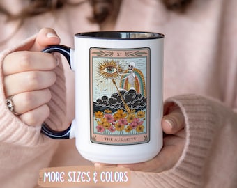 Audacity Tarot Card Coffee Mug | Mystical Design | Ceramic Mug 11oz 15oz | Witch Occult Gift for Her | Birthday Christmas Magical Present