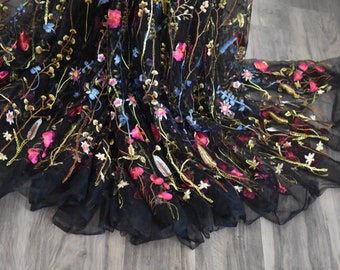 High Quality Multi-Color Embroidered Fabric For Wedding Prom Party Dress By Yard Pre-cut