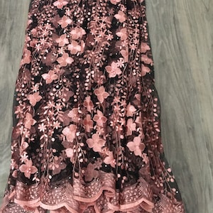 African Lace Fabric With Beads & Rhinestones 5 Yards