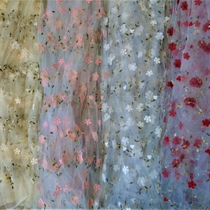Embroidered Tulle Flower Applique Wedding Fabric By The Yard