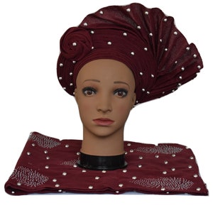 Nigerian Made Auto Gele & Ipele African headwrap Aso Ebi