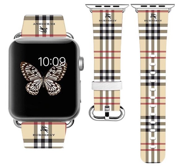 Leather band Inspired by Burberry 40mm for women Apple Watch Etsy