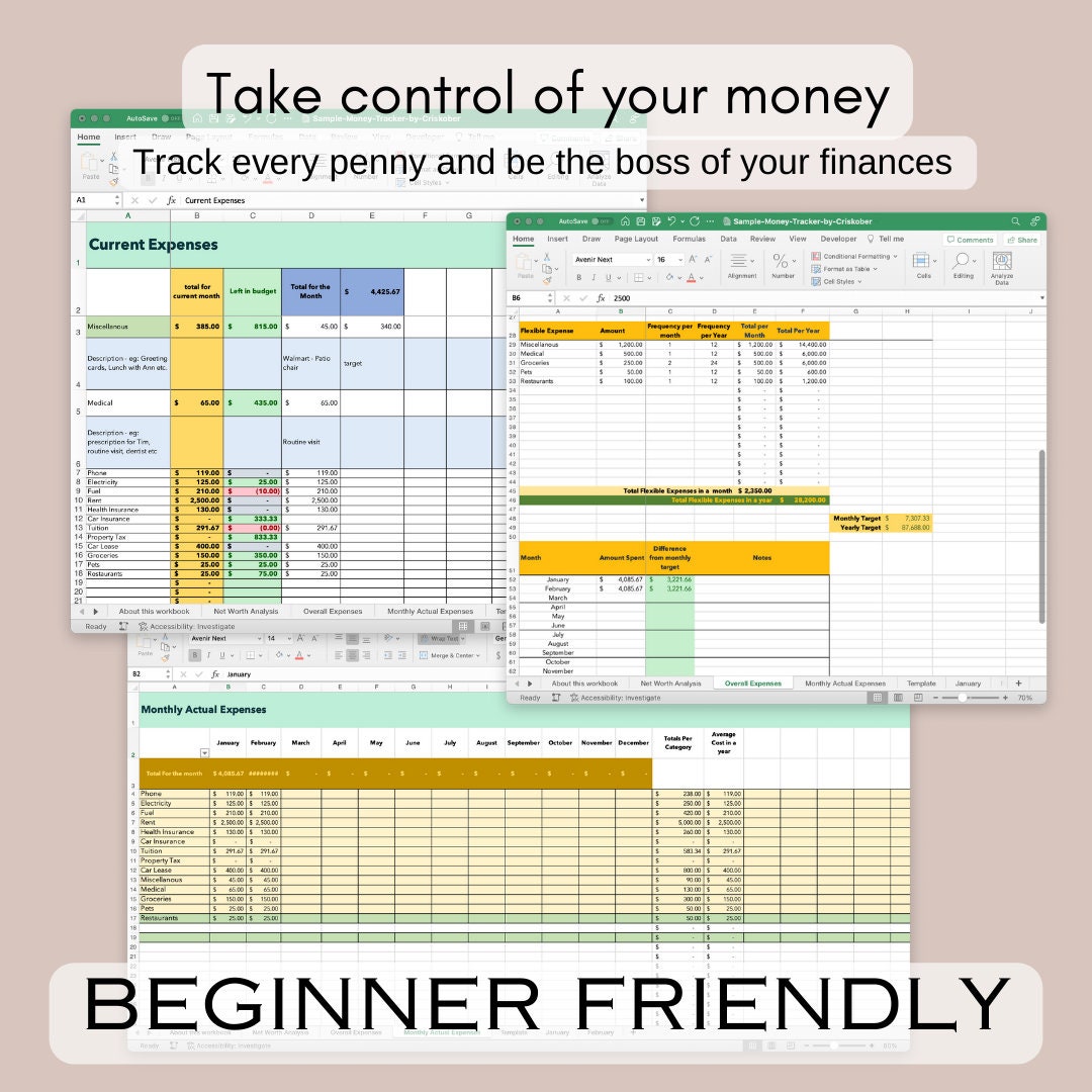 Excel Budget Tracker Personal Finance Money Tracker Beginner Budgeting ...