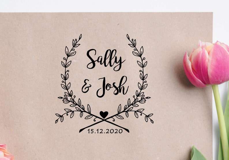 Wedding Favor Stamp CUSTOM WEDDING STAMP Personalized Wedding Stamp Custom Favor Stamp W 44 Wreath Wedding Stamp Wreath Favor Stamp