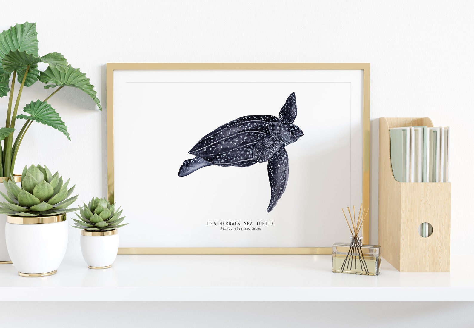 Leatherback Sea Turtle Art Print | Dermochelys Coriacea | Beach, Ocean ...