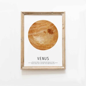 Handgemalter Planet Venus Kunstdruck | Sonnensystem Druck | Homeschool lehrreiche Wandkunst | Kinderzimmer Dekor | Space Serie Poster | Baby Geschenk
