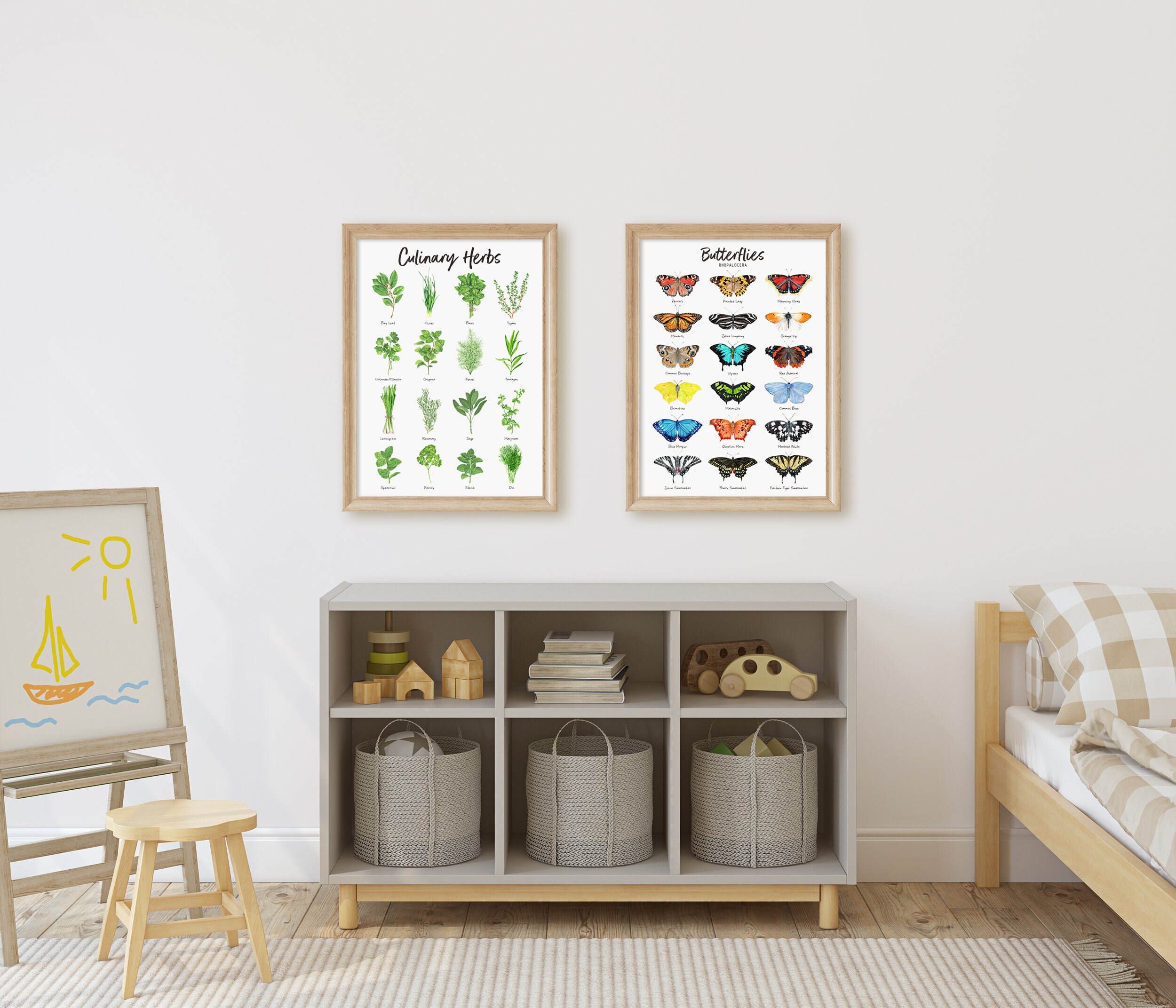 Hierbas culinarias decoración de acuarela / Montessori kinder | Etsy