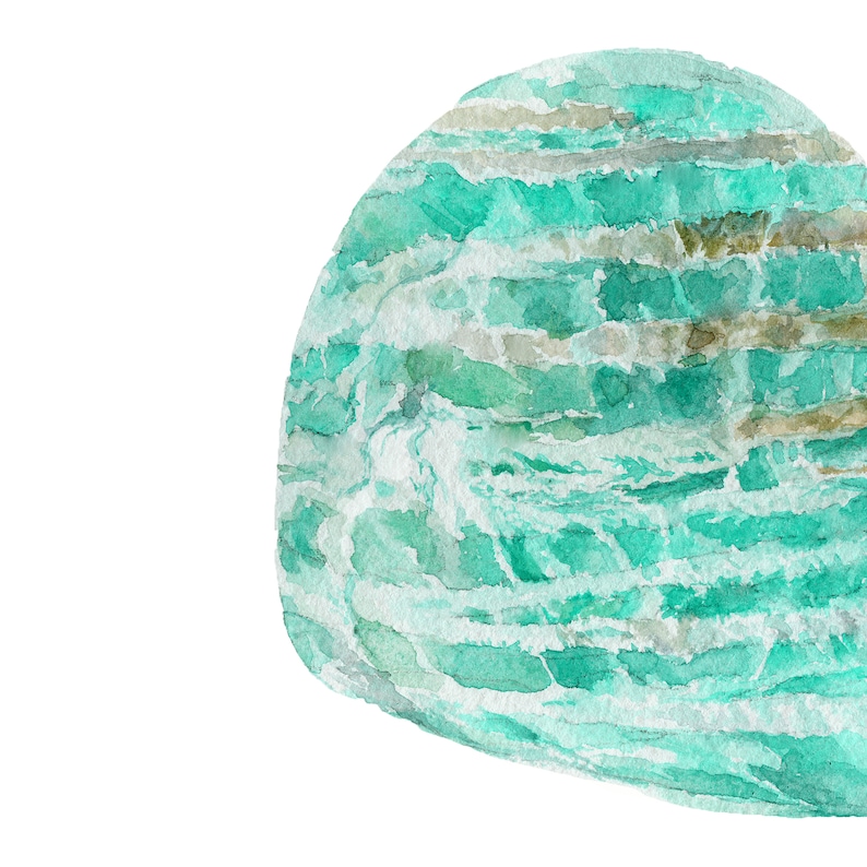 Puede incluir: Primer plano de una piedra de &aacute;gata verde y blanca con un patr&oacute;n de remolino. La piedra es lisa y pulida, con una forma natural y org&aacute;nica.