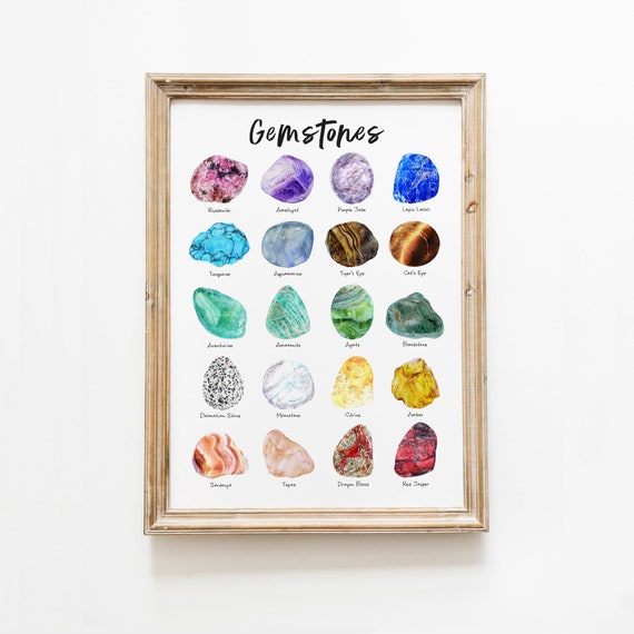Gemstones Watercolor Wall Art Montessori Décor Nursery - Etsy