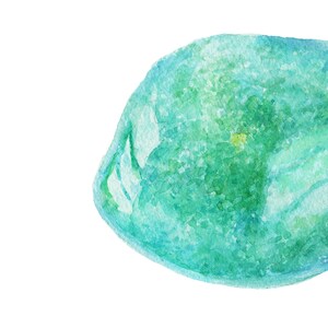 Tumbled Aventurine Quartz print hand-painted fine art print green wall decor nursery wall art kids room decor watercolour gemstone image 7